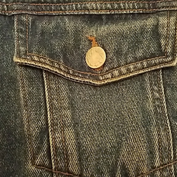 VINTAGE Blue Jean jacket with faux fur trimming - Picture 4 of 8